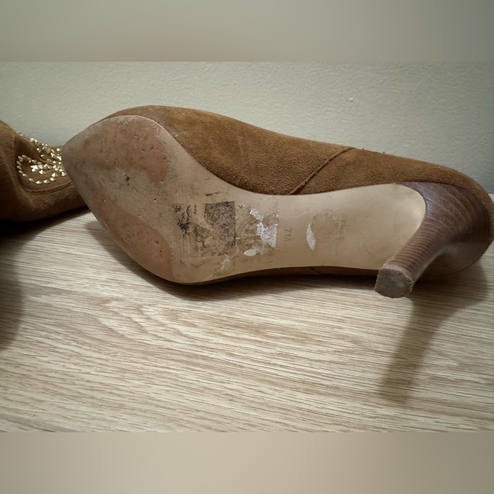 Michael Kors Brown Suede Studded Ankle Booties - Picture 5 of 7